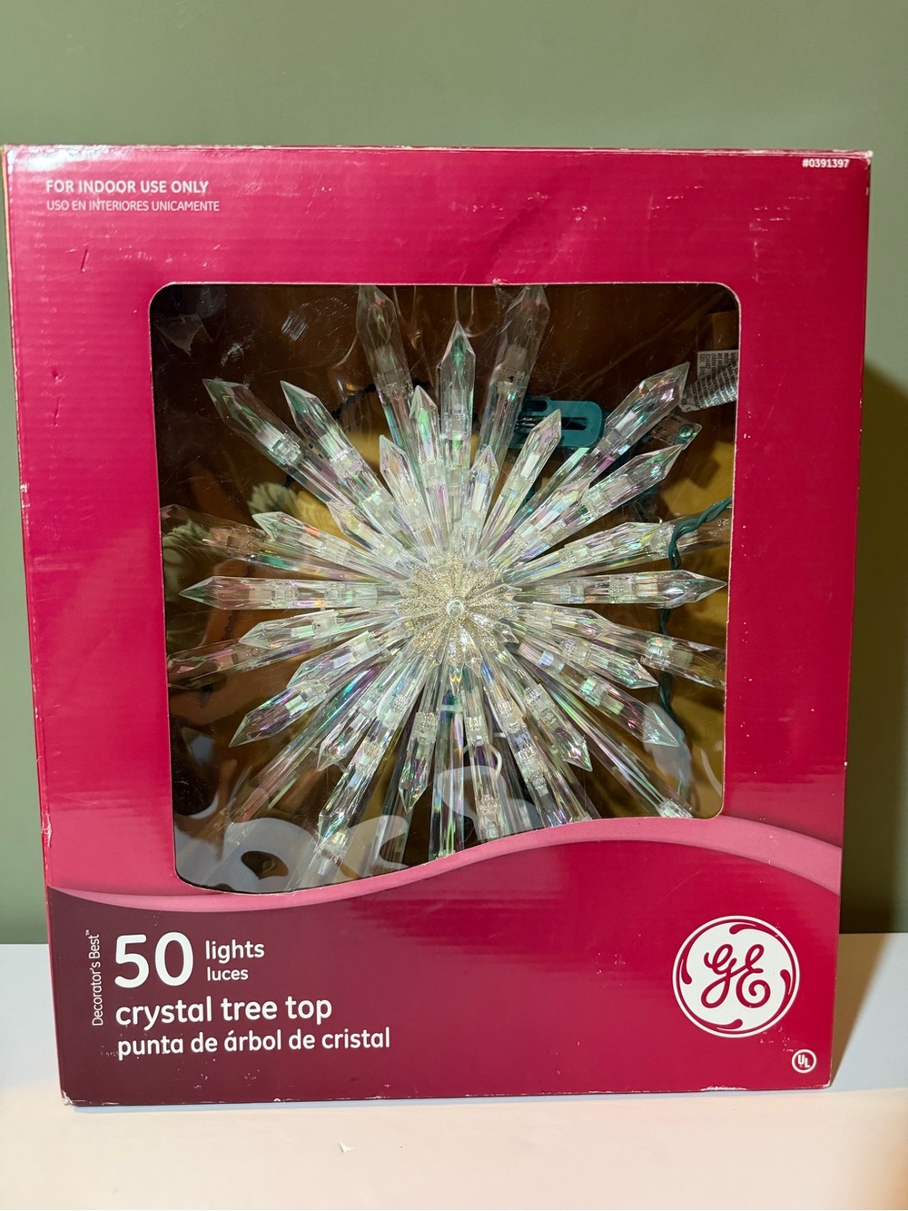 GE 50-Light Clear Starburst Star Christmas Tree Topper Lighted Plastic 13.5 in